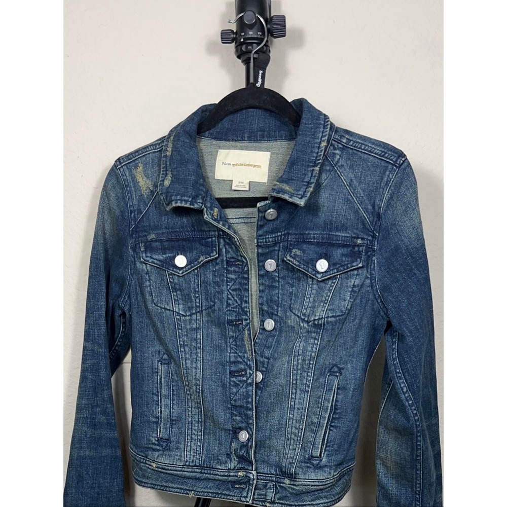 New Pilcro and the Letterpress Women's Denim Jacket Blue Button Size M Regular